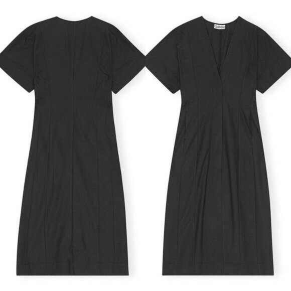 GANNI NWT Drapey Melange Midi Dress Black – Size 34 / US 2 XS - Picture 3 of 11